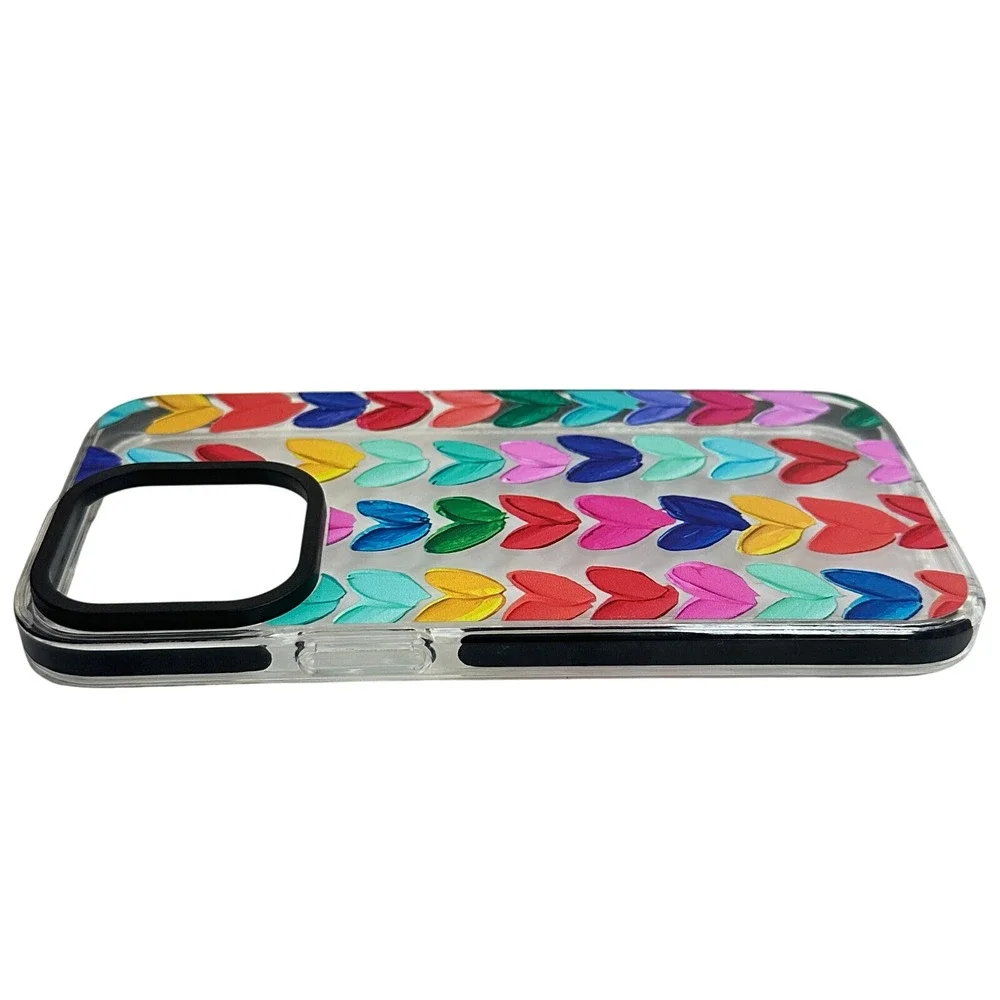 Multi Color Daub Loving Heart Bumper Phone Case for iPhone 15 Pro Max